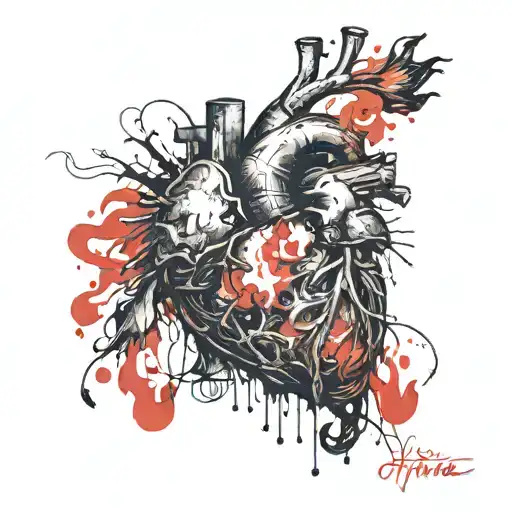 Anatomically Correct Heart On Fire