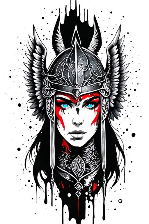 Valkyrie Maiden With Blue Eyes With Winged Helm With Wings