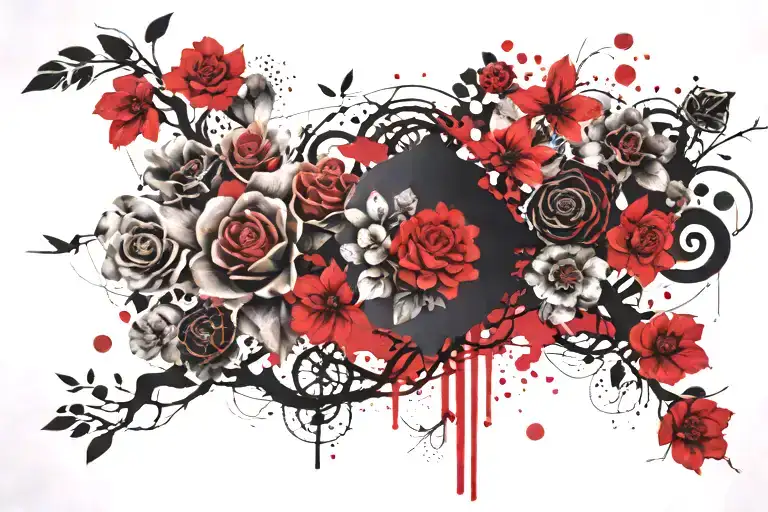 Flowers And Family Tree Intertwined