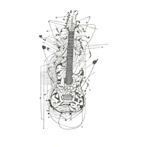 A Guitar And Music Notes