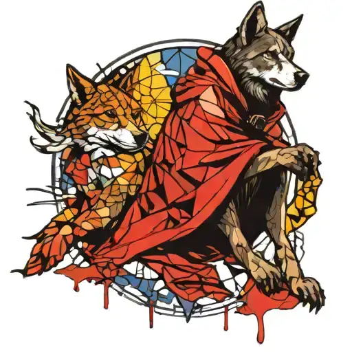 Saint Francis With Wolf On Stained Glass Filled