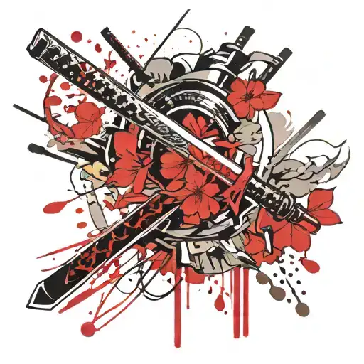 One Katana And Sakura Petals