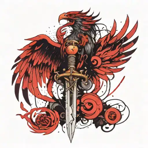 Phoenix Hugging Sword Embedded