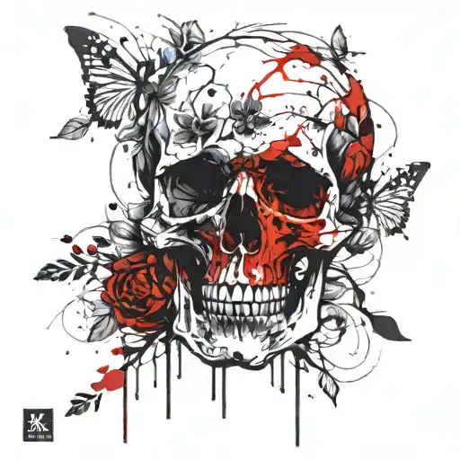 Skull And Flowers