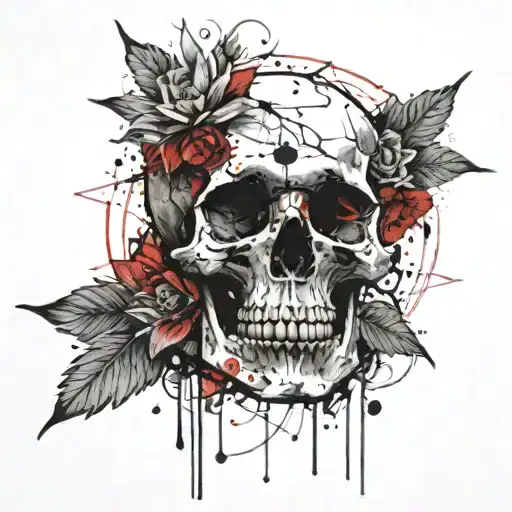 Sun And Moon Dying Petals With Skull