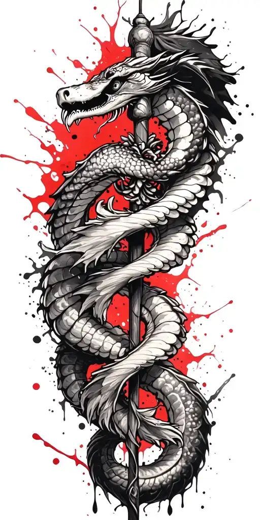 Rod Of Asclepius With Jormungandr
