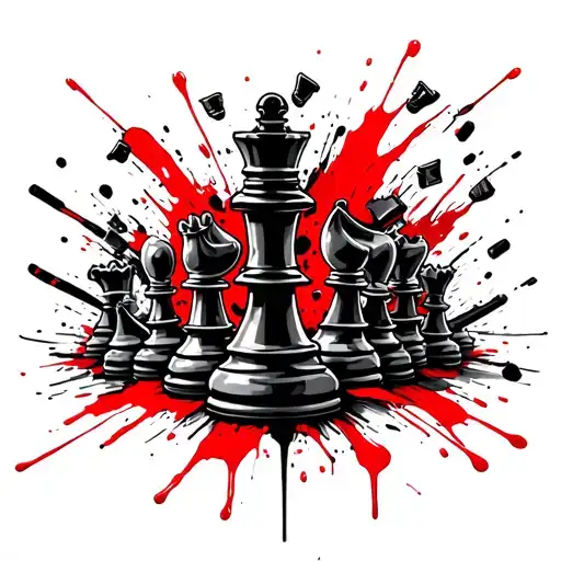 Falling Chess Pieces Incorperated Into The Design