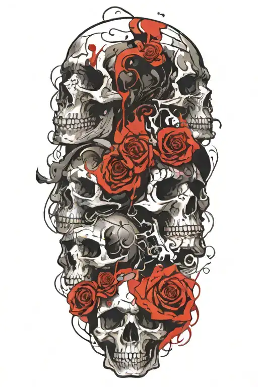 Multiple Skulls Smoke Swirling Clouds