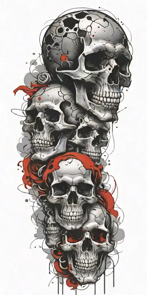 Skulls Clouds Black Grey Style