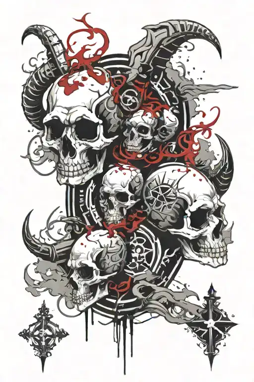 Skulls Clouds With Capricorn Zodiac Signs Merged