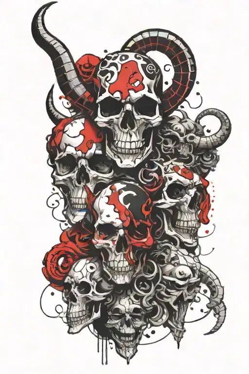 Skulls Clouds With Capricorn Zodiac Signs Merged