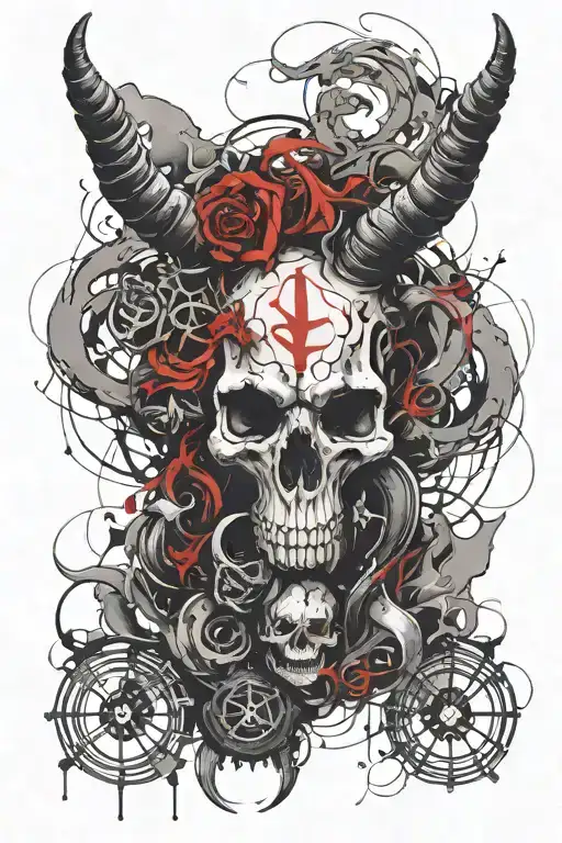 Capricorn Zodiac Signs Intertwined With Skulls Surrounded By Smoke