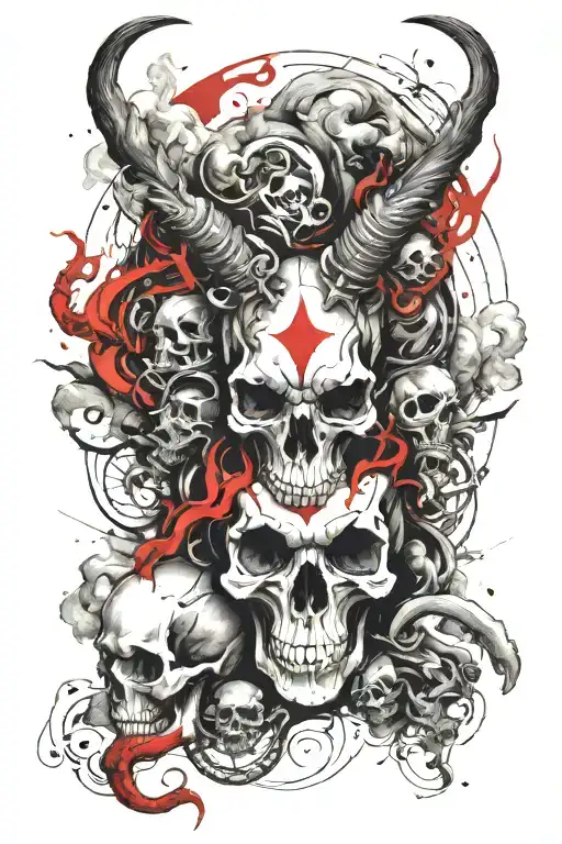 Capricorn Zodiac Signs Intertwined With Skulls Surrounded By Smoke