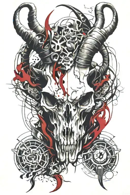 Capricorn Goat Skull Tattoos Style