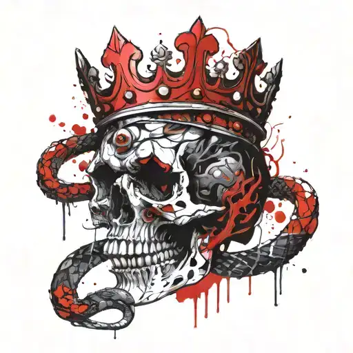 Human Skull With Snake Teeth And A Crown