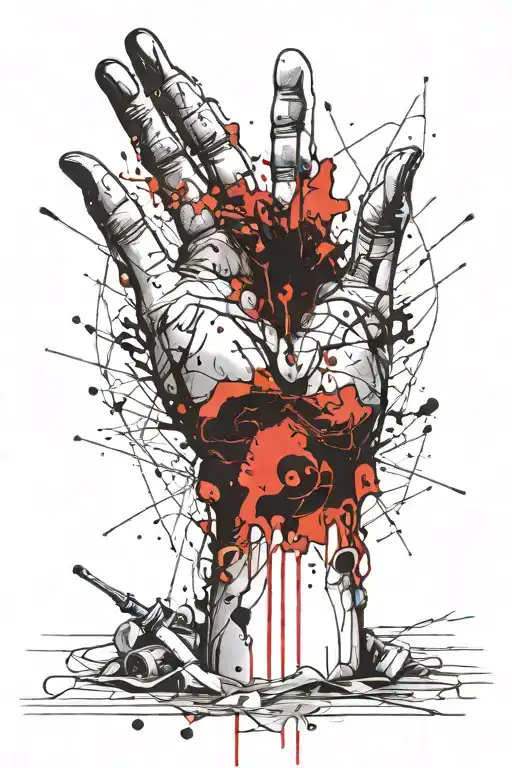 The Monster That Stuck The Sword In The Ground And A Line Is Wrapped Around The Hand