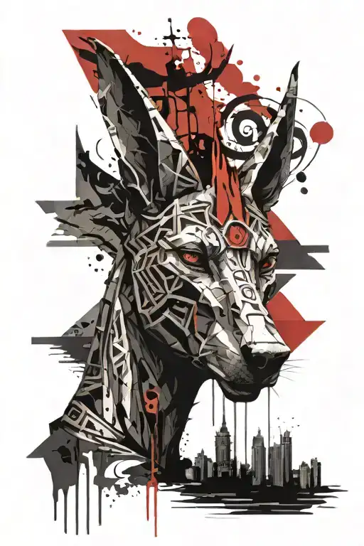 Anubis And Ank Symbol