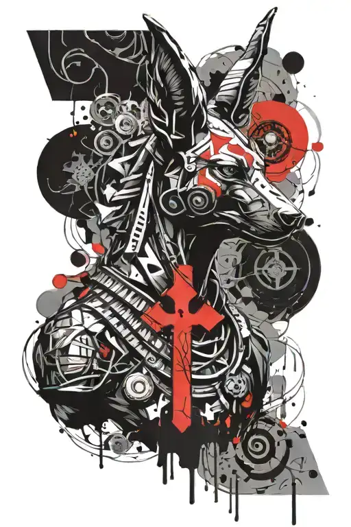 Anubis And Ankh Symbol Intertwined