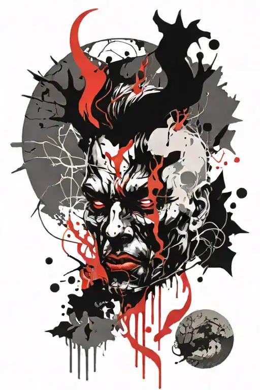 Devil Hidden Within Trees On Fire