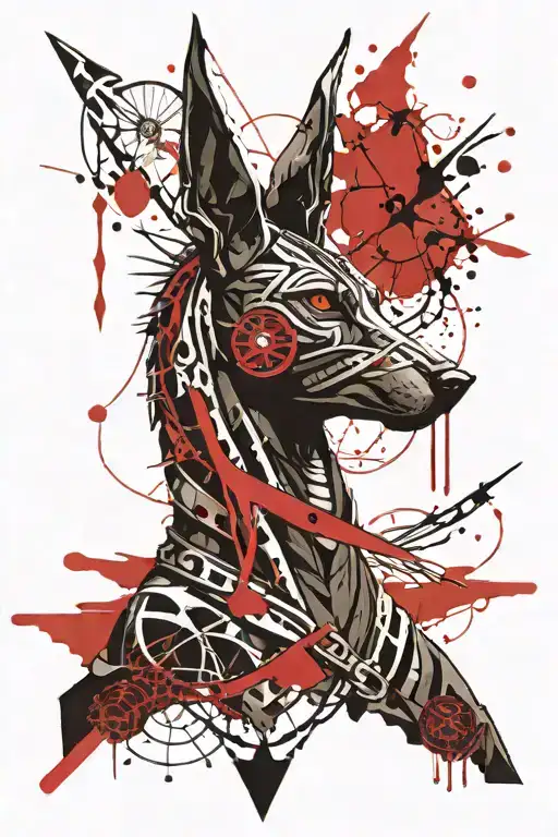 Anubis With Intertwined Ankh Symbol