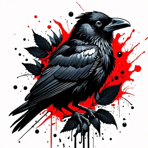 The Crow Surrounded By Black Wkiats And Leaves