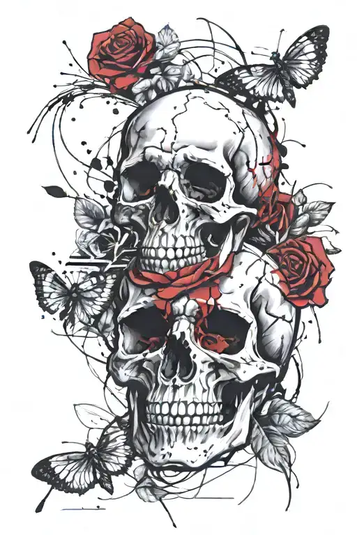 Skull And Roses Intertwined