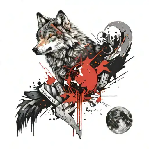 Wolf Devouring The Moon Surrounded