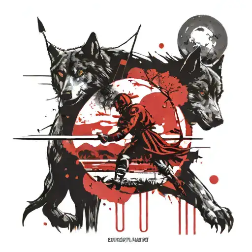 Landscape With Gladiator 5 Wolves Moon