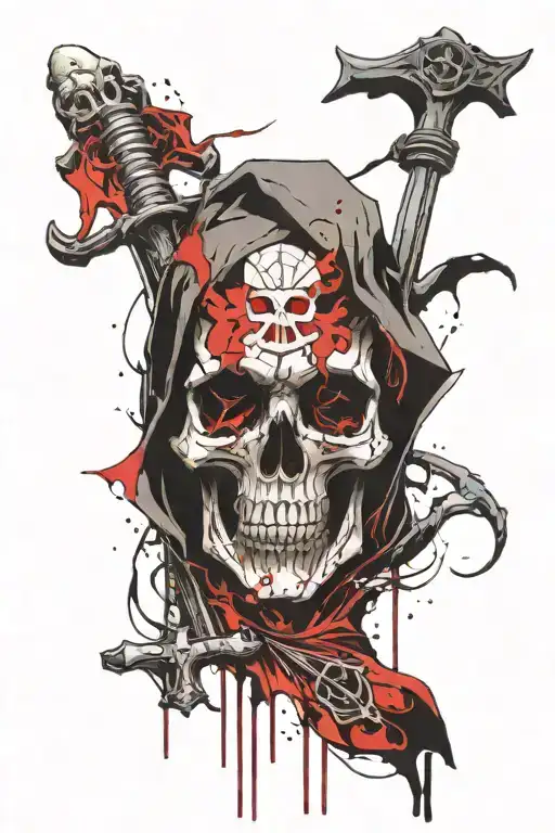 Skull Grim Reaper Silohuette