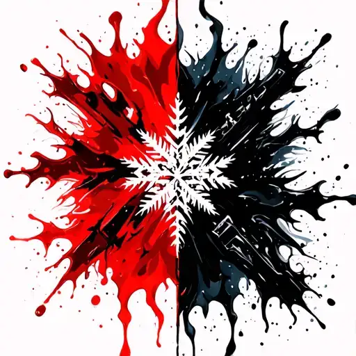 Half Ice Crystal Flake And Half Fire Flames