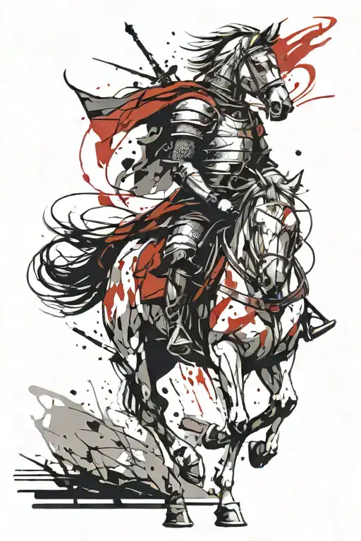 Polish Knight On Horse In Graphic Style