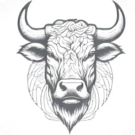 Bull Head With Roses