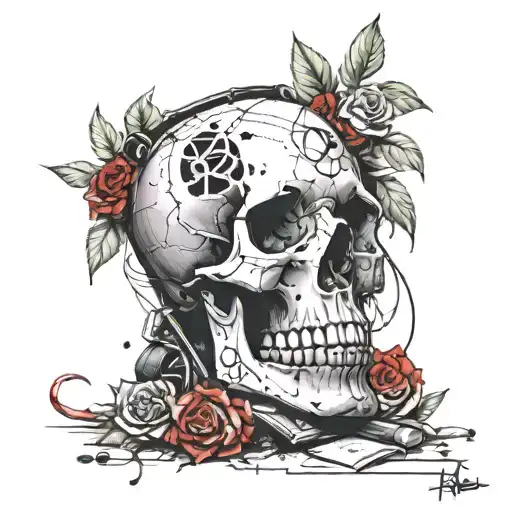 Skull Roses Money Bag