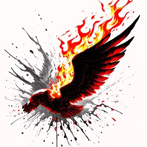 Falling Icarus Wings Burning Flames Wings Breaking