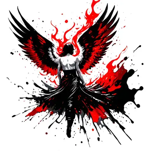 Falling Icarus Wings Burning Flames Wings Breaking Falling Headfirst