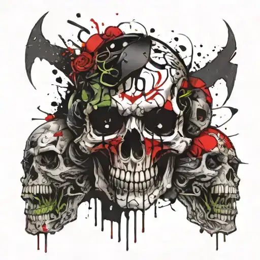 Evil Skull Face Surrounded
