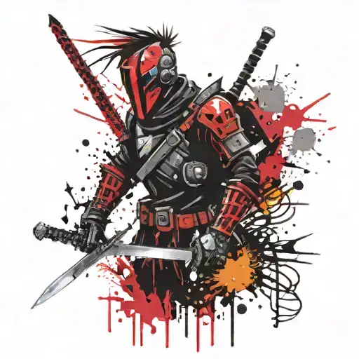 Punk Knight Holding A Sword In A Rave Party