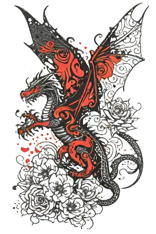 Dragon With Flowers