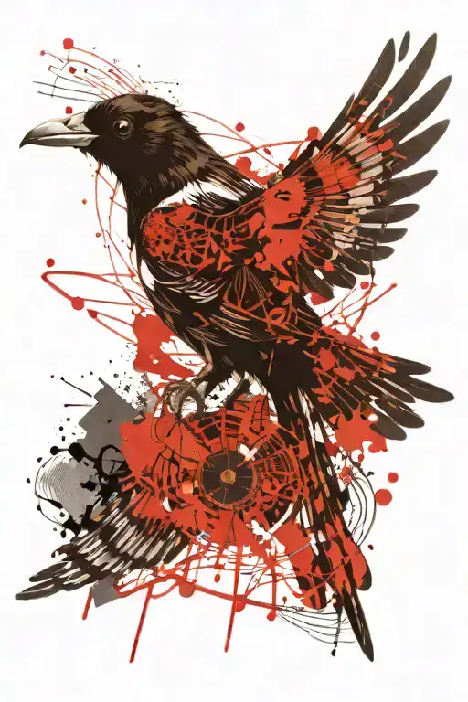 Magpie Stealing Copper Wire Wrapped Around Its Wing