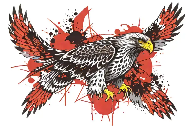 Hawk Looking Forward With Angry Face With Scars