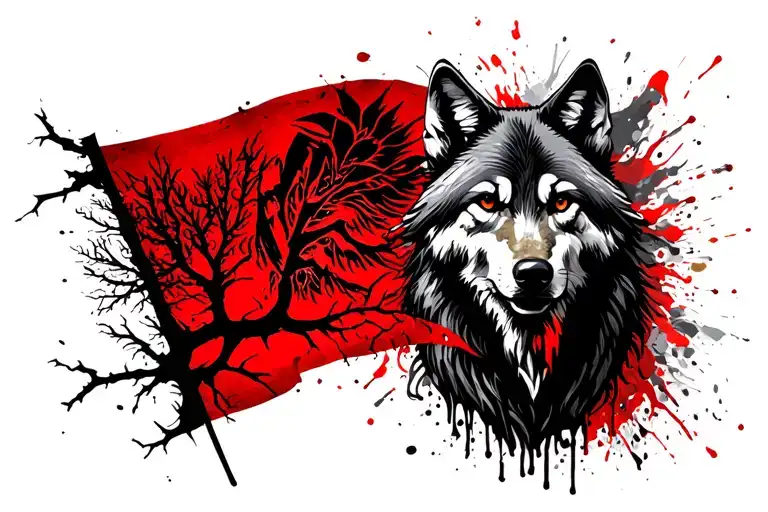 Cyrus The Great Flag Design And A Dried Tree And A Wolf And Symbol Of Achaemenids