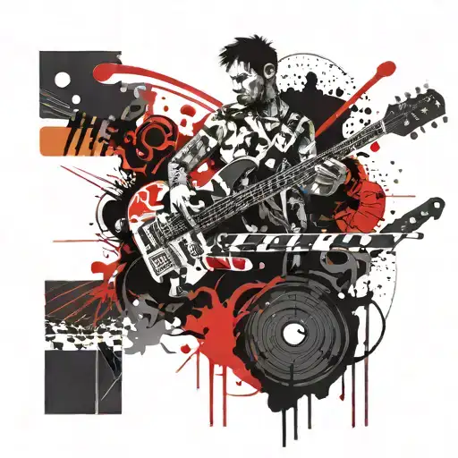 Mixing Desk Bass Guitar Music Stave