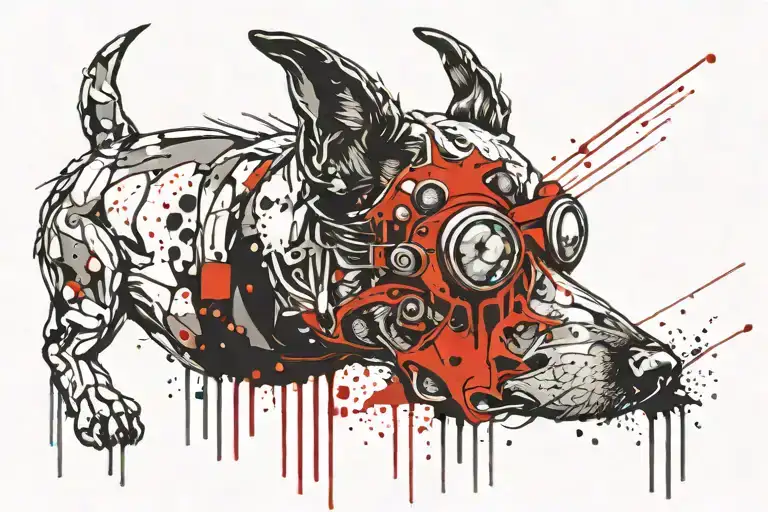 Zombified Dog With Night Vision Goggles Drilled Into Its Head