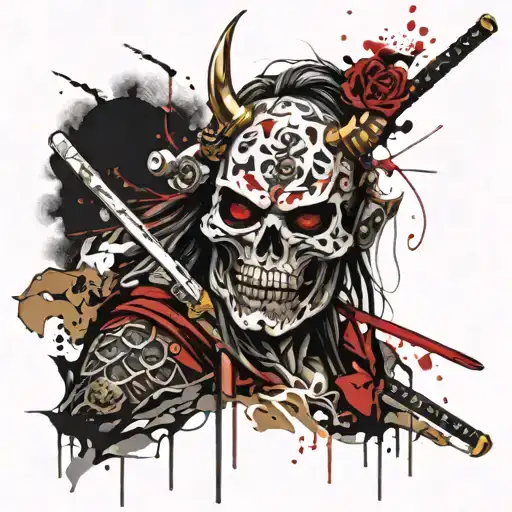 Samurai Skull And Demon