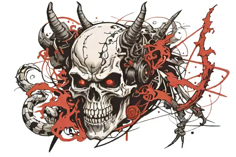 Samurai Skull And Demon