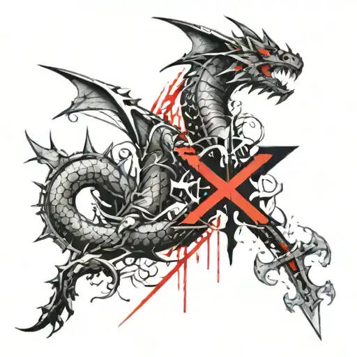Spike Cross With Dragon Wrapped Around