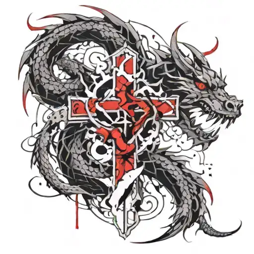 Cross With Dragon Wrapped Around