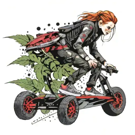 A Futuristic Sansa Stark Riding A Weed-powered Hoverboard Through A Galaxy Filled With Aliens