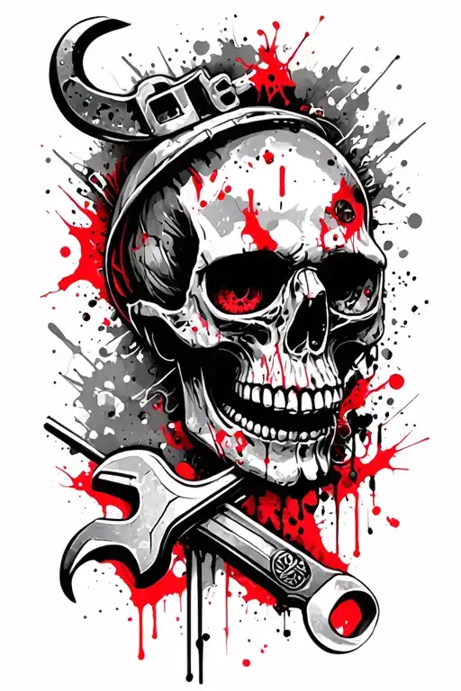 Skull With Spud Wrench Through Eye Socket