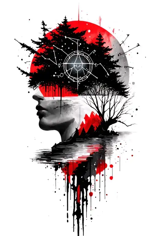 Libra Constellation Trees Mountain Lake